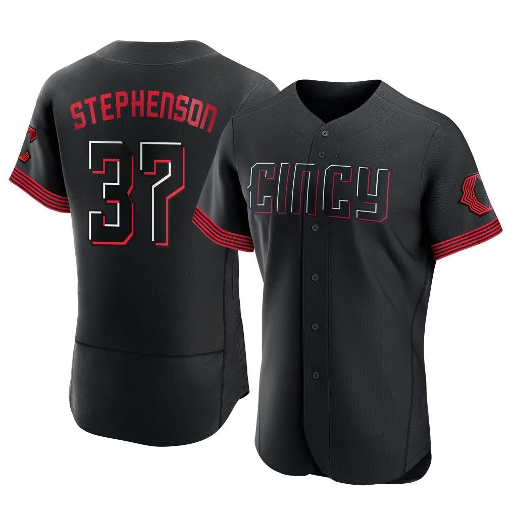 Johmsee C.Reds #37 Tyler Stephenson Player Black City Connect Limited Elite Home Stitched Jerseys
