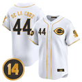 Johmsee C.Reds #44 Elly De La Cruz Player White-Gold Vapor Premier Limited Home Stitched Jerseys