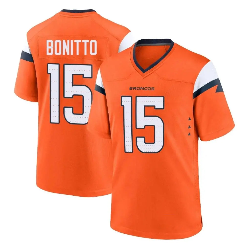 Johmsee D.Broncos #15 Nik Bonitto Player Orange Home Game Stitched Jerseys