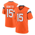 Johmsee D.Broncos #15 Nik Bonitto Player Orange Home Game Stitched Jerseys