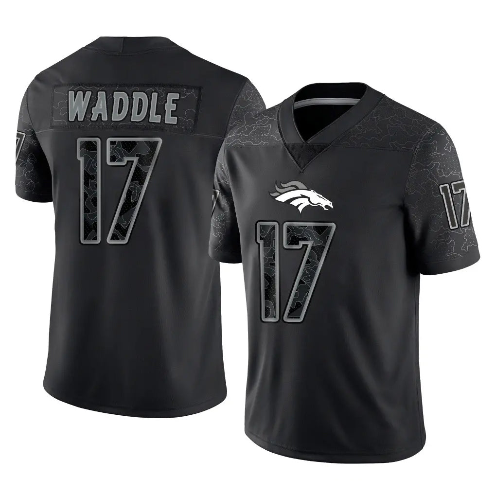Johmsee D.Broncos #17 Jaylen Waddle Player Black Reflective Limited Stitched Jerseys