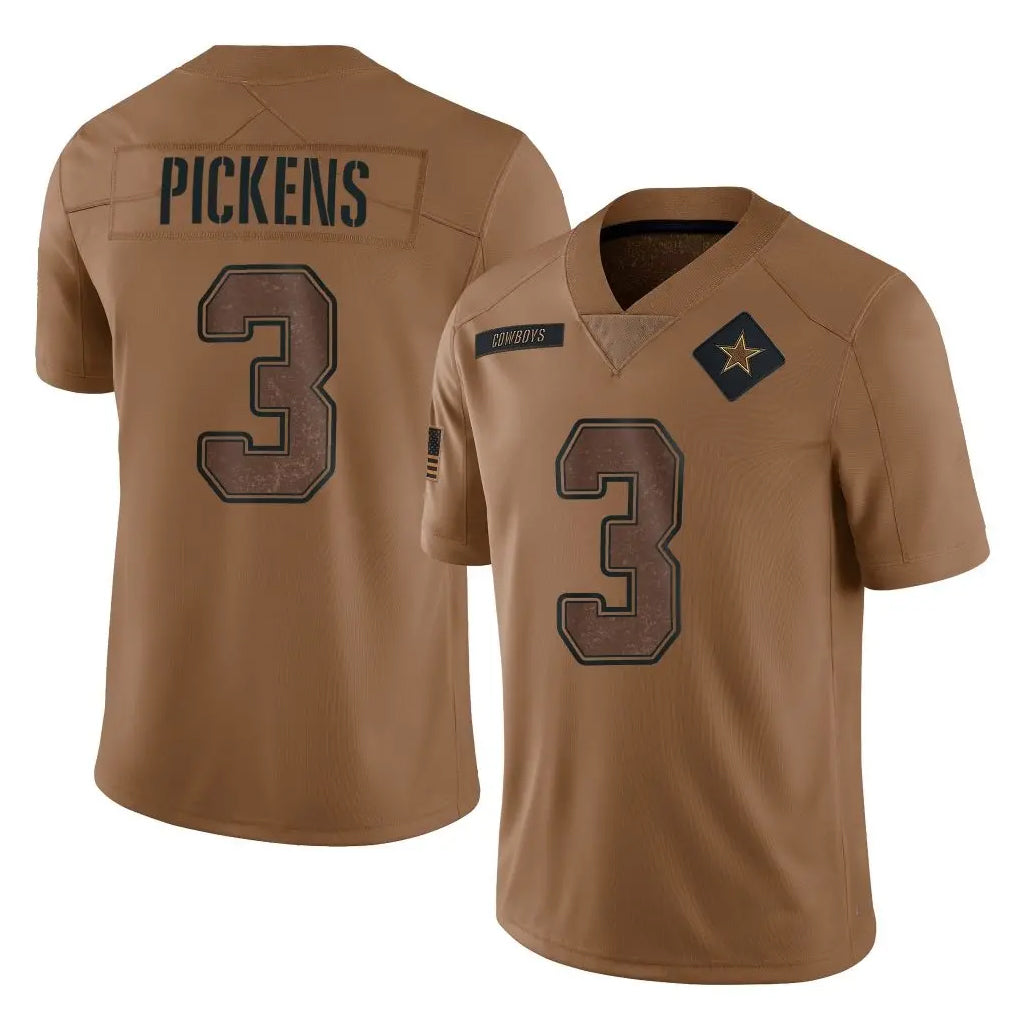 Johmsee D.Cowboys #3 George Pickens Player Brown Salute to Service Limited Home Game Stitched Jerseys