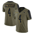Johmsee D.Cowboys #4 Dak Prescott Player Olive Salute to Service Limited Home Game Stitched Jerseys