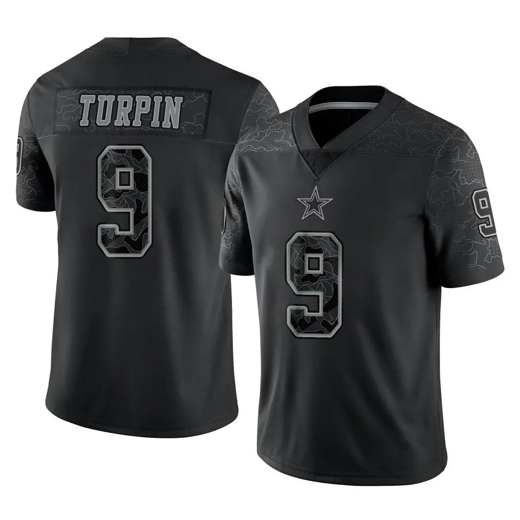 Johmsee D.Cowboys #9 KaVontae Turpin Player Black Limited Reflective Home Game Stitched Jerseys