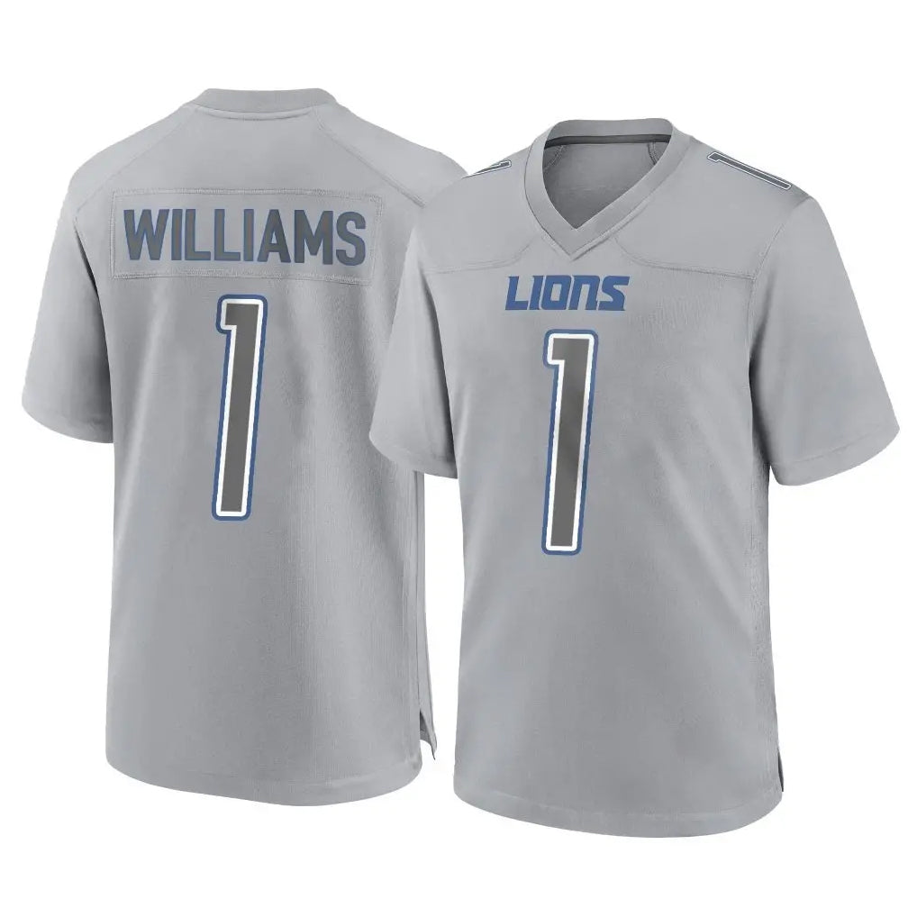 Johmsee D.Lions #1 Jameson Williams Player Gray Atmosphere Fashion Home Game Stitched Jerseys