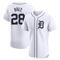 Johmsee D.Tigers #28 Javier B¡§¡éez Player White Limited Elite Home Stitched Jerseys