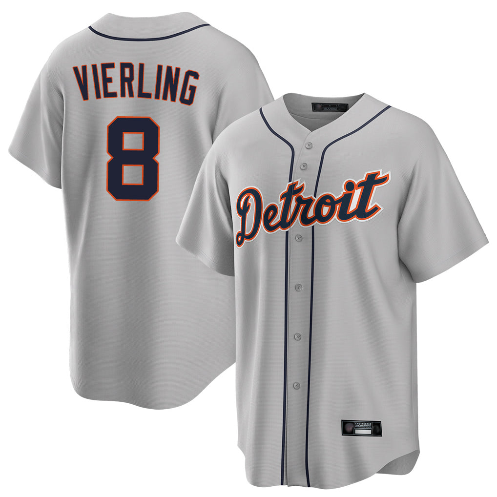 Johmsee D.Tigers #8 Matt Vierling Player Gray Home Game Stitched Jerseys