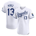 Johmsee KC.Royals #13 Salvador Perez Player White Alt Limited Elite Home Stitched Jerseys