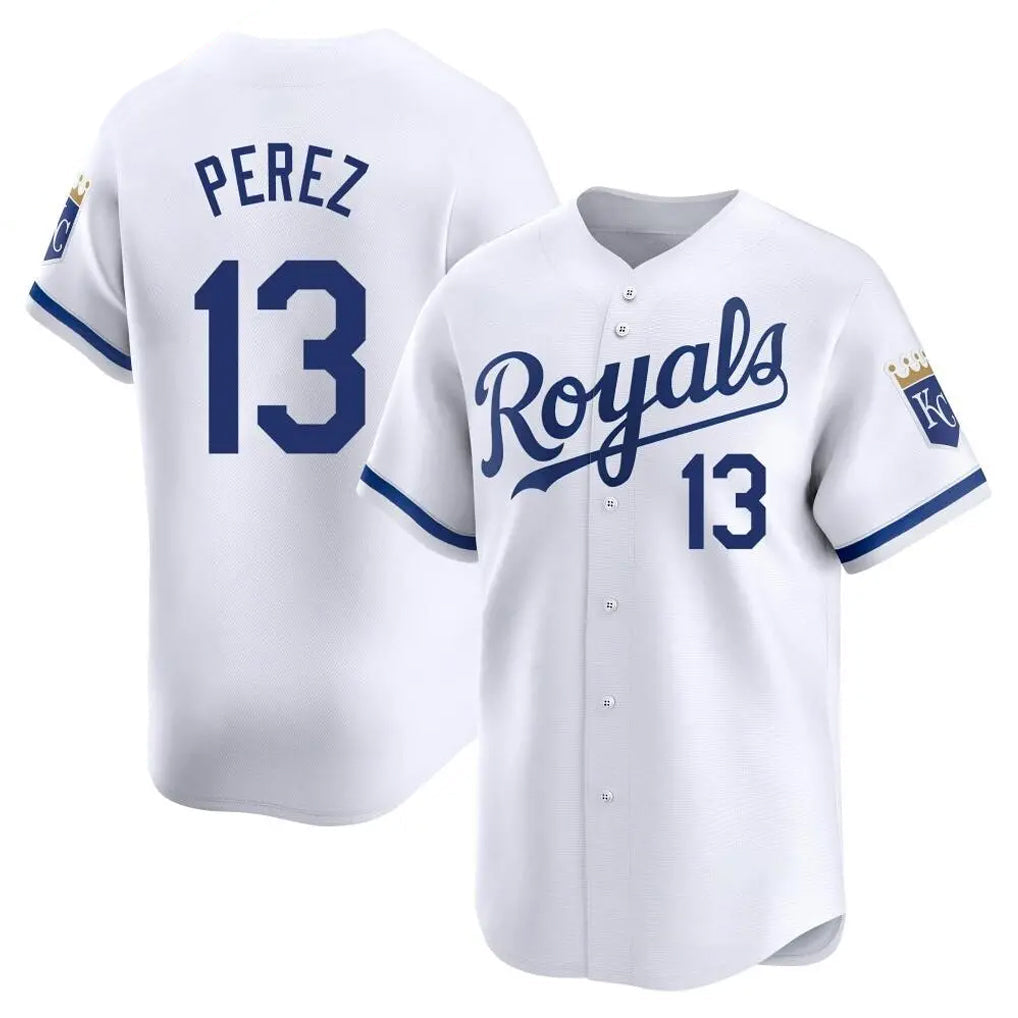 Johmsee KC.Royals #13 Salvador Perez Player White Alt Limited Home Stitched Jerseys