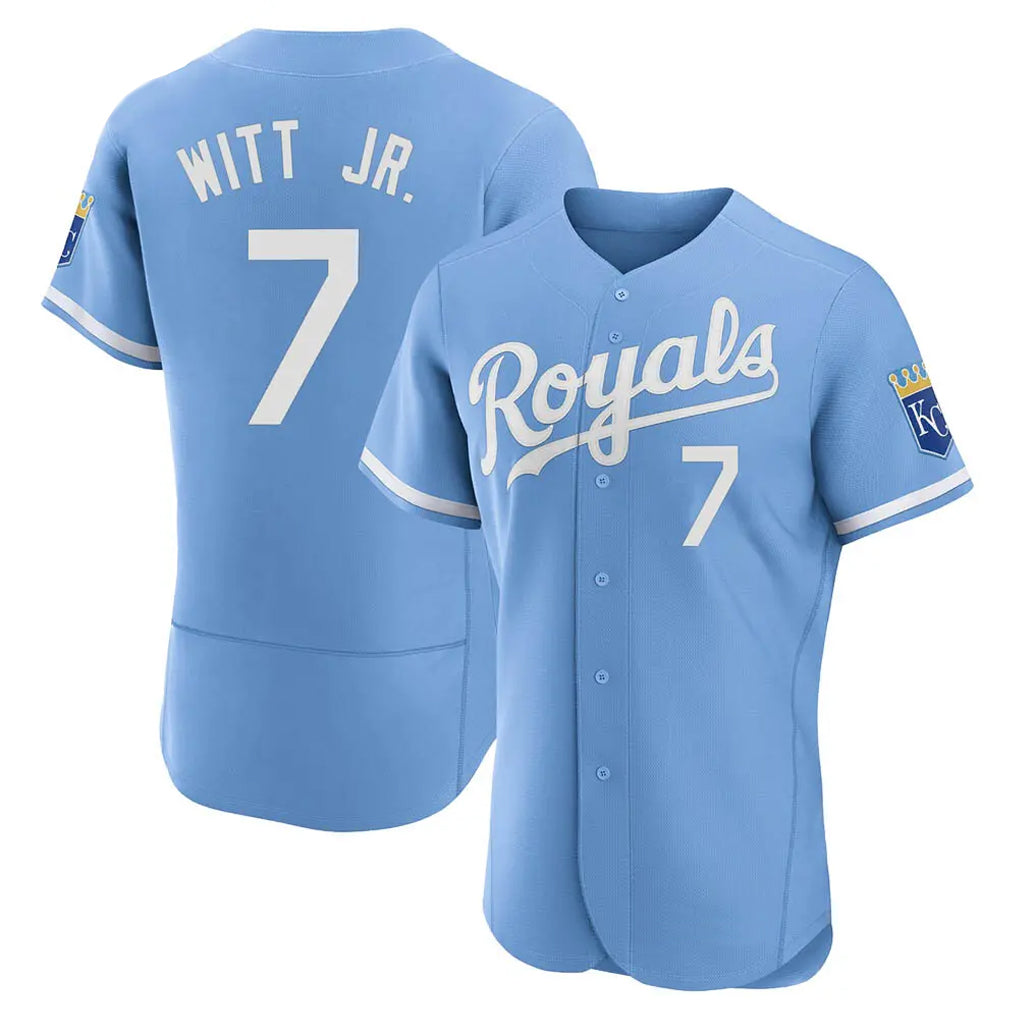 Johmsee KC.Royals #7 Bobby Witt Jr. Player Light Blue Alt Limited Elite Home Stitched Jerseys