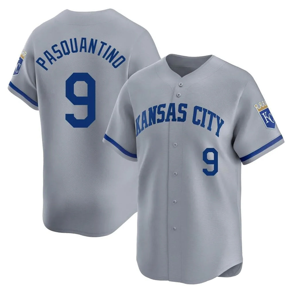 Johmsee KC.Royals #9 Vinnie Pasquantino Player Gray Limited Home Stitched Jerseys