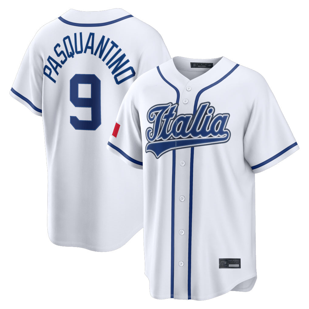 Johmsee KC.Royals #9 Vinnie Pasquantino Player White Italy 2026 WBC Classic Home Stitched Jerseys