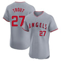 Johmsee LA.Angels #27 Mike Trout Player Gray Home Limited Elite Stitched Jerseys