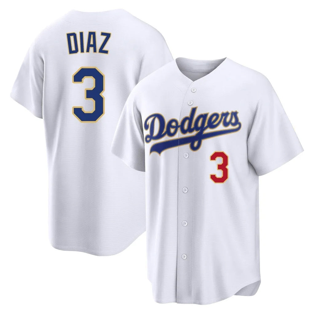 Johmsee LA.Dodgers #3 Edwin D¨ªaz Player Gold White 2026 Collection Stadium Limited Stitched Jerseys