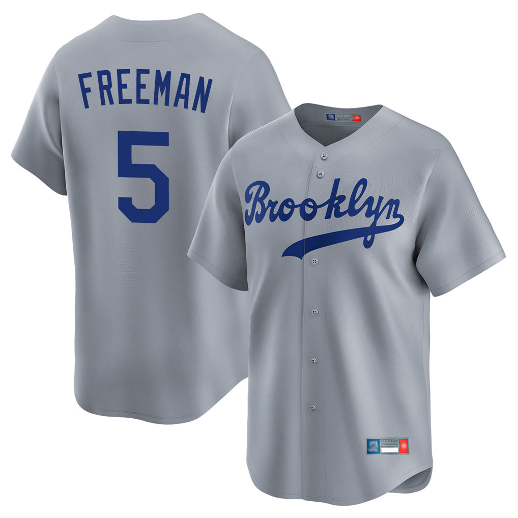 Johmsee LA.Dodgers #5 Freddie Freeman Player Gray Game Limited Home Stitched Jerseys
