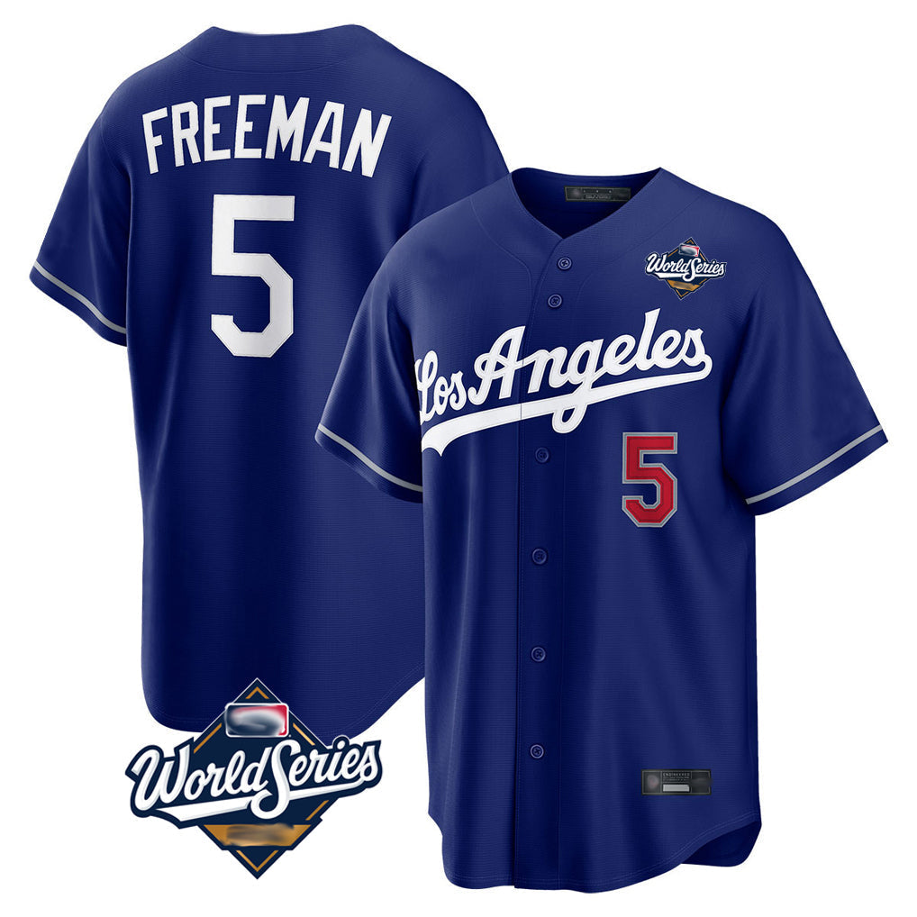 Johmsee LA.Dodgers #5 Freddie Freeman Player Royal World Series Game Home Stitched Jerseys