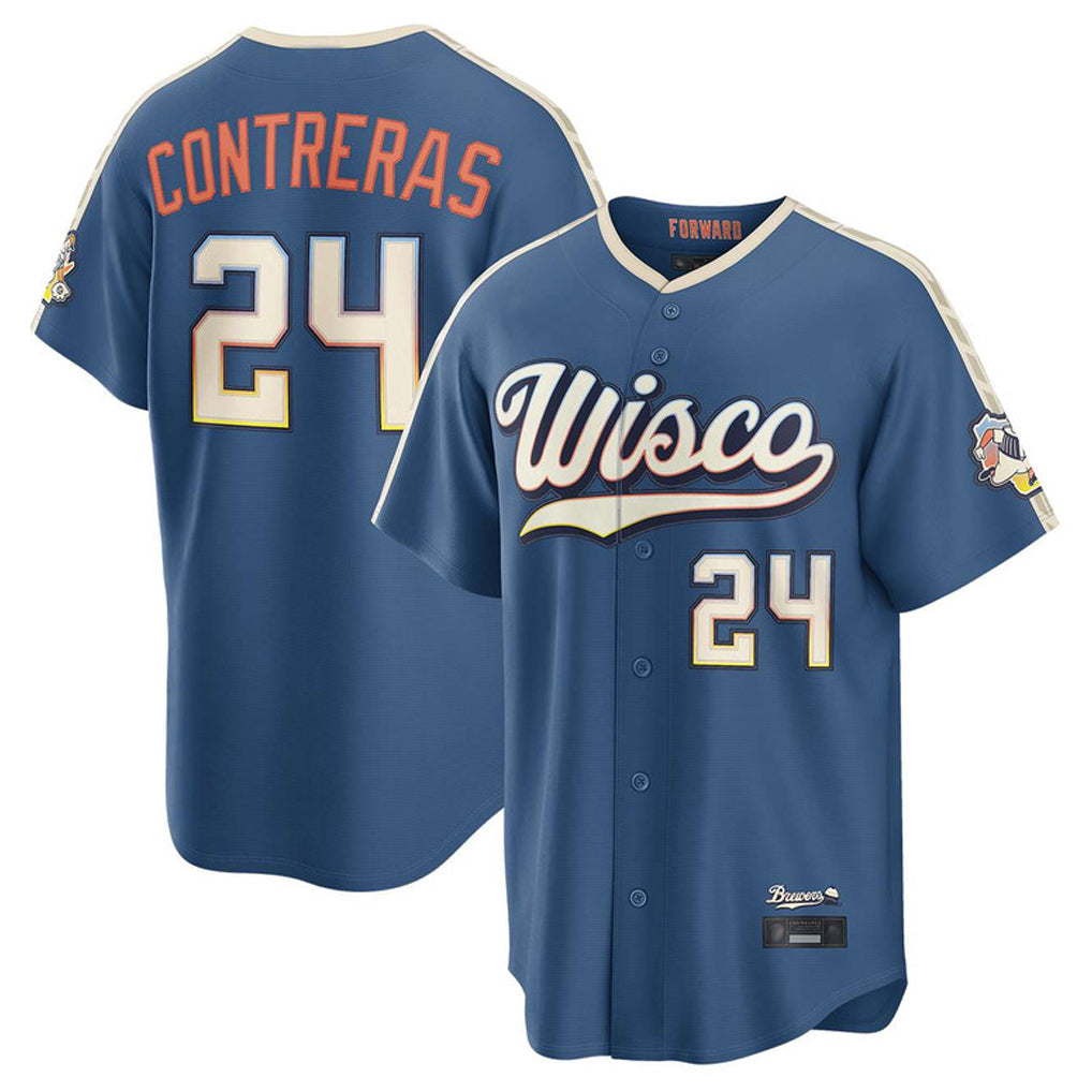 Johmsee M.Brewers #24 William Contreras Player Blue 2026 City Connect Home Game Stitched Jerseys
