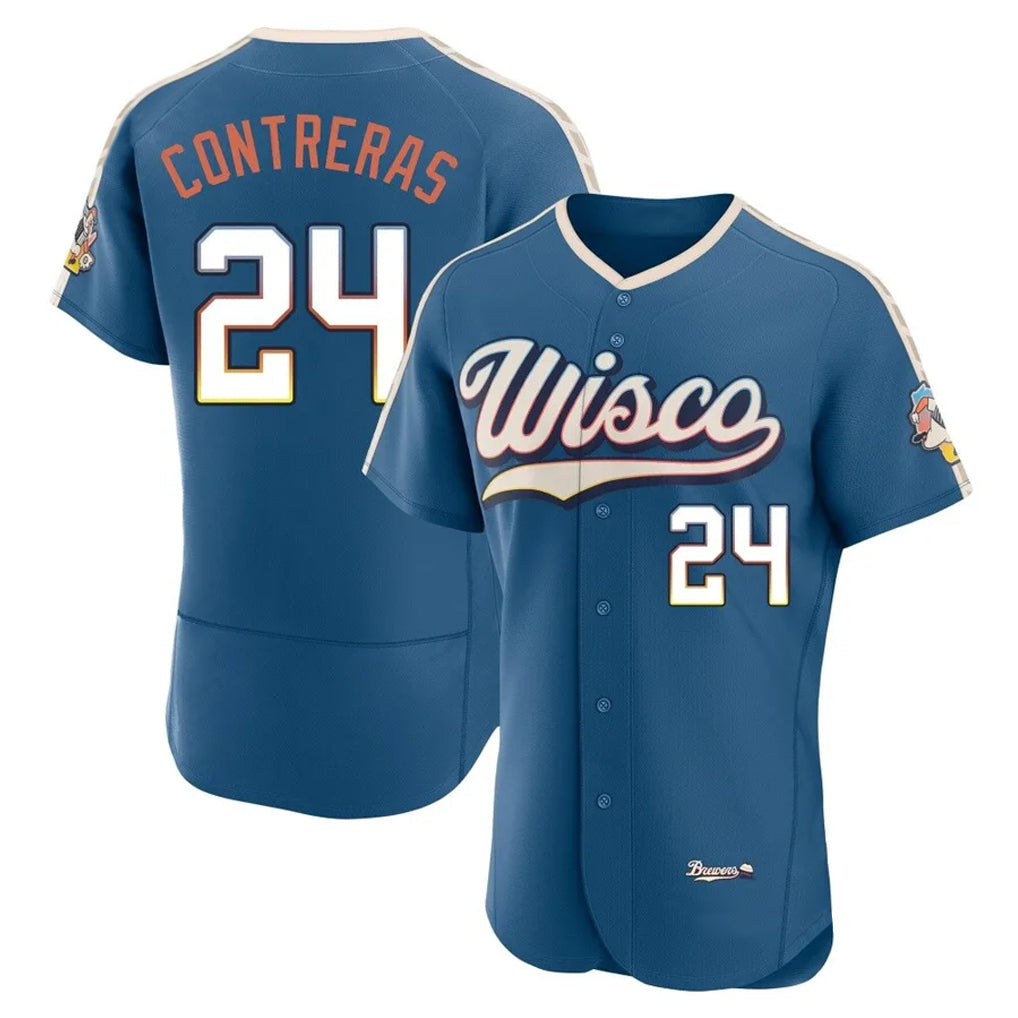 Johmsee M.Brewers #24 William Contreras Player Blue 2026 City Connect Home Limited Elite Stitched Jerseys