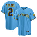 Johmsee M.Brewers #2 Brice Turang Player Light Blue Road Stadium Game Stitched Jerseys