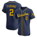 Johmsee M.Brewers #2 Brice Turang Player Navy Home Limited Elite Stitched Jerseys