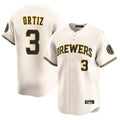 Johmsee M.Brewers #3 Joey Ortiz Player Cream Home Limited Game Stitched Jerseys
