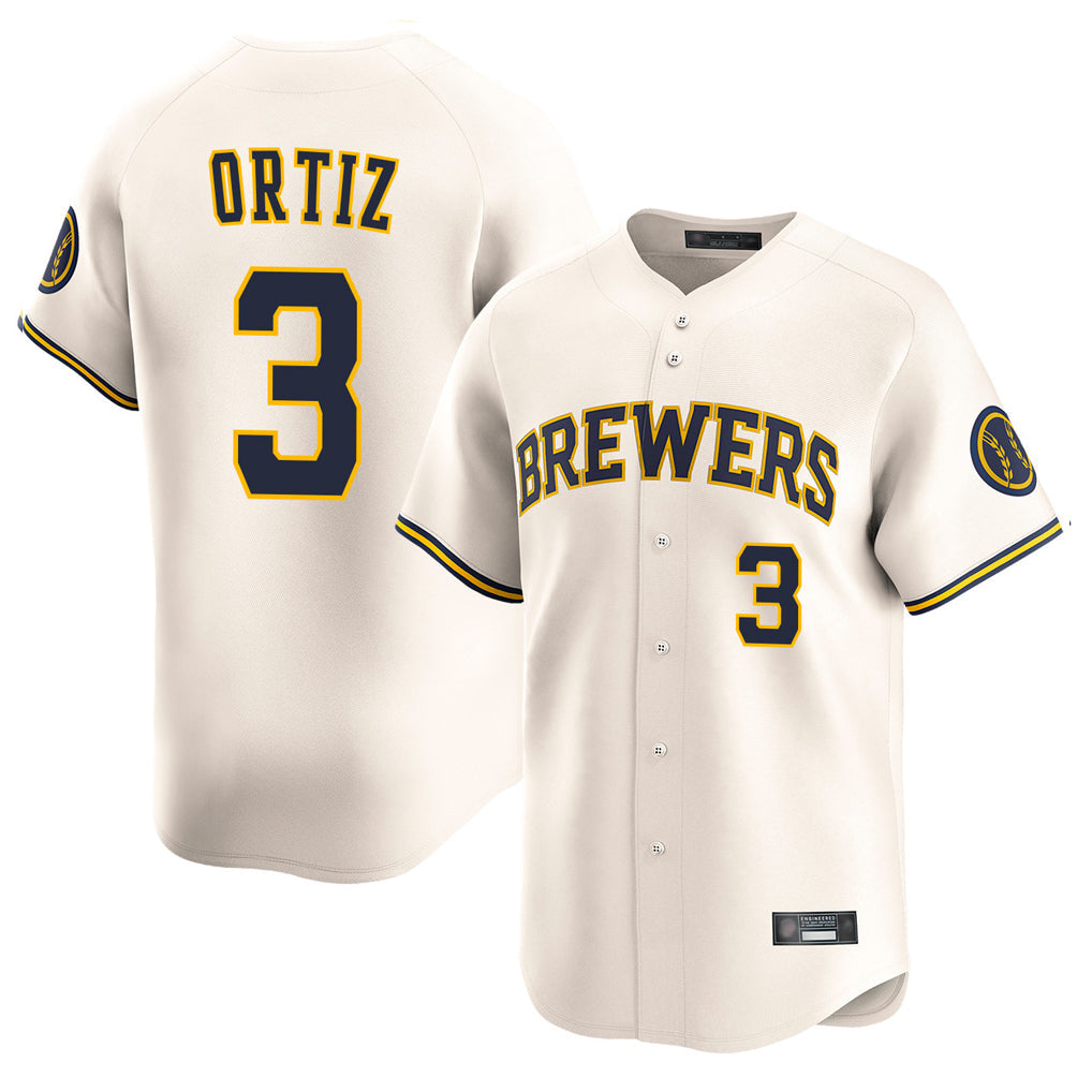 Johmsee M.Brewers #3 Joey Ortiz Player Cream Home Limited Game Stitched Jerseys
