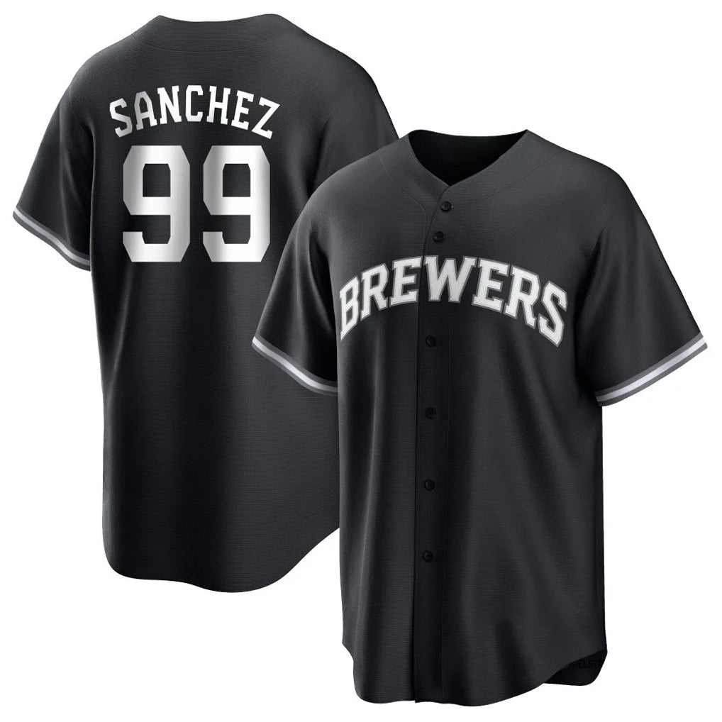Johmsee M.Brewers #99 Gary Sanchez Player Black Game Home Stitched Jerseys