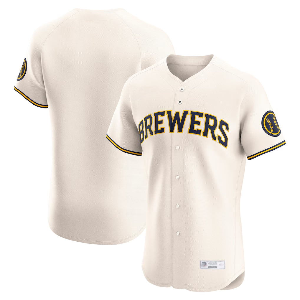 Johmsee M.Brewers Blank Player Cream Home Limited Elite Stitched Jerseys