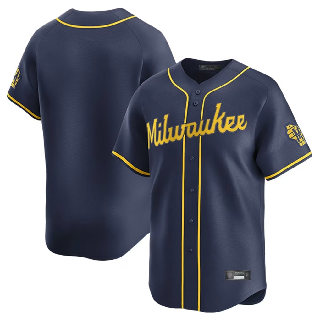 Johmsee M.Brewers Blank Player Navy Home Limited Stitched Jerseys