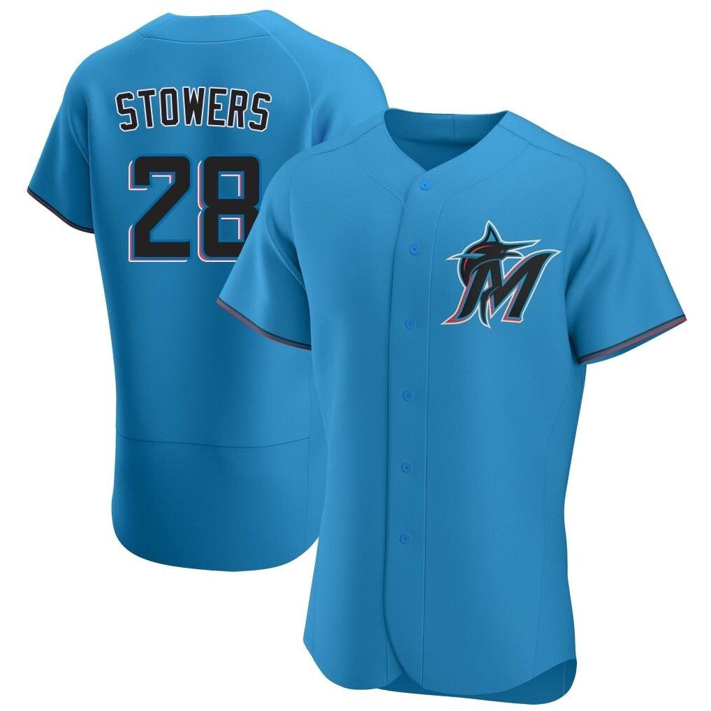Johmsee M.Marlins #28 Kyle Stowers Player Blue Home Limited Elite Stitched Jerseys