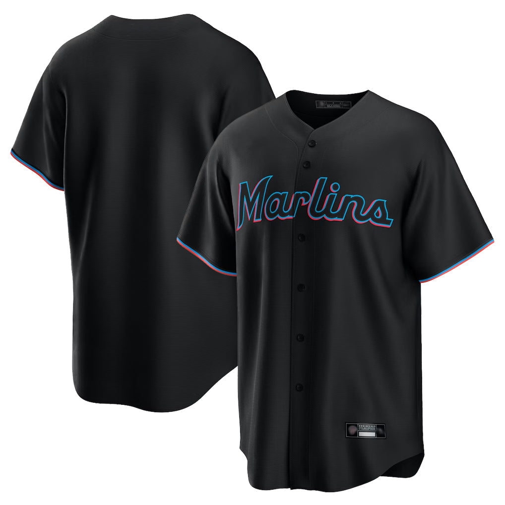 Johmsee M.Marlins Blank Player Black  Home Game Stitched Jerseys