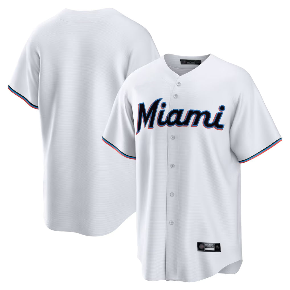 Johmsee M.Marlins Blank Player White  Home Game Stitched Jerseys