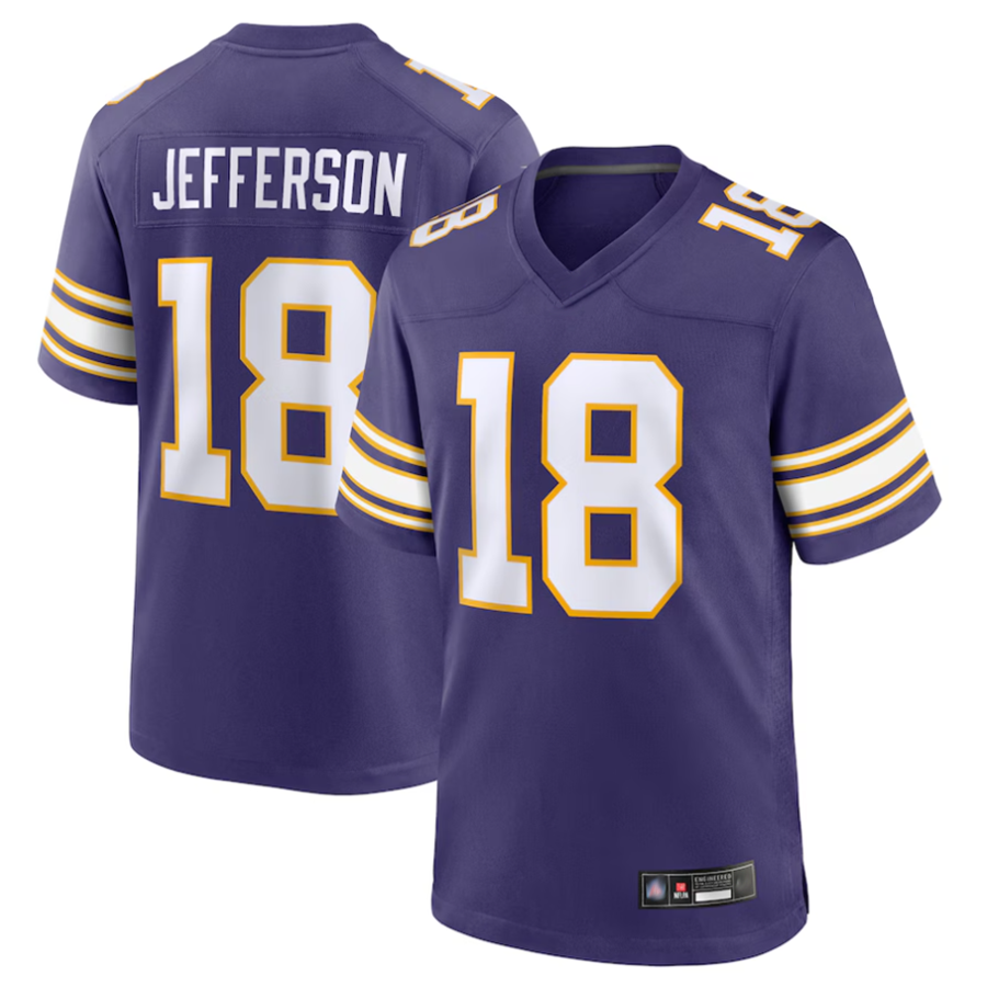 Johmsee MN.Vikings #18 Justin Jefferson Player Purple Classic Limited Game Stitched Jerseys