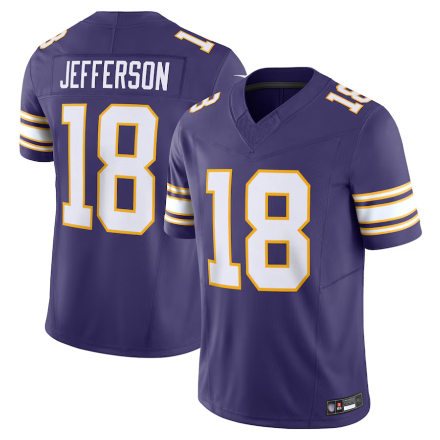 Johmsee MN.Vikings #18 Justin Jefferson Player Purple Vapor F.U.S.E. Limited Stitched Jerseys