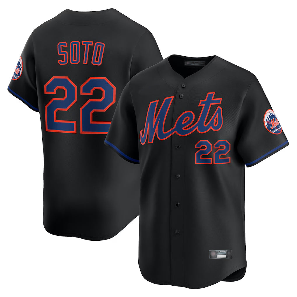 Johmsee NY.Mets #22 Juan Soto Player Black Alternate Home Limited Stitched Jerseys