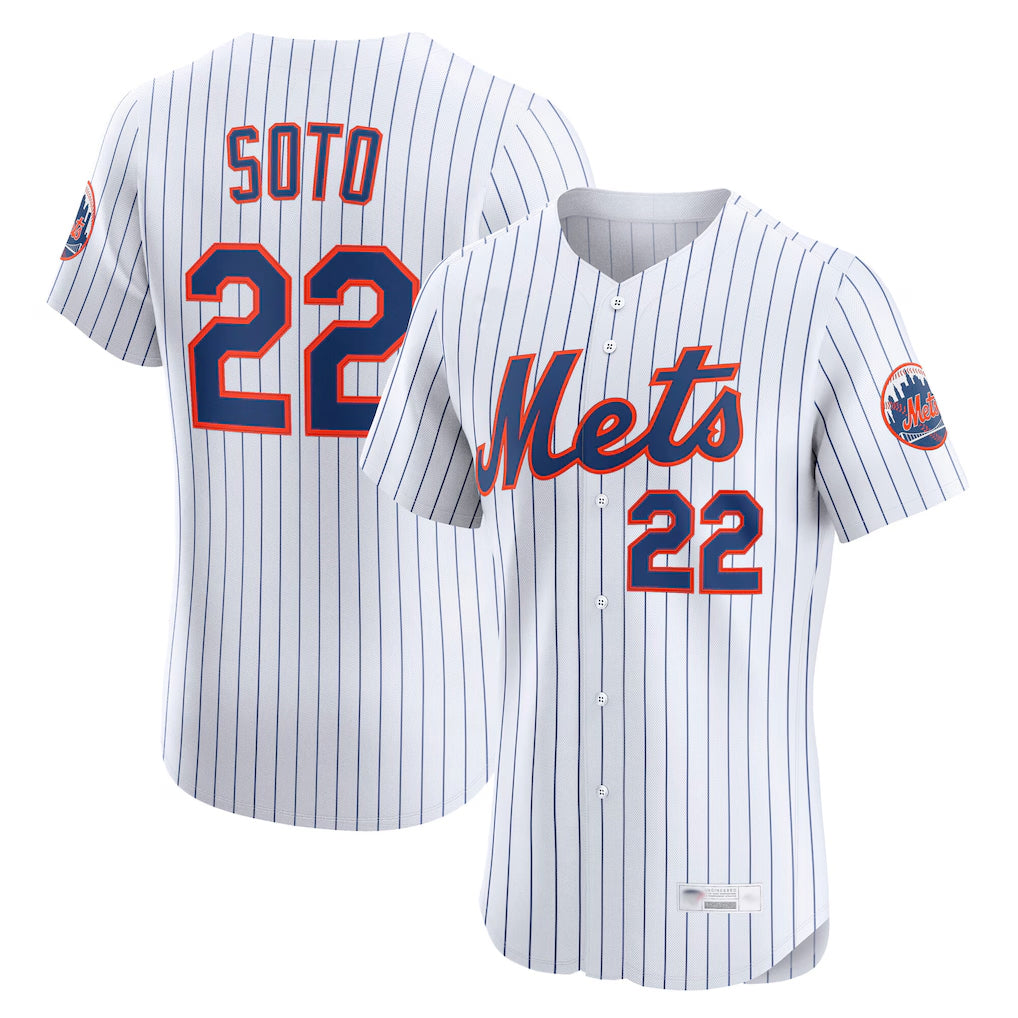 Johmsee NY.Mets #22 Juan Soto Player White Home Limited Elite Stitched Jerseys