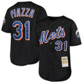 Johmsee NY.Mets #31 Mike Piazza Player Black Mitchell & Ness Cooperstown Collection Home Limited Stitched Jerseys