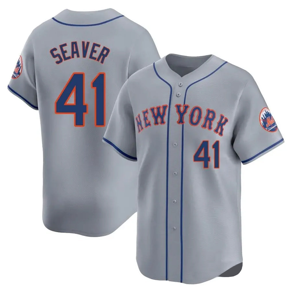 Johmsee NY.Mets #41 Tom Seaver Player Gray Road Limited Home Stitched Jerseys