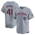 Johmsee NY.Mets #41 Tom Seaver Player Gray Road Limited Home Stitched Jerseys