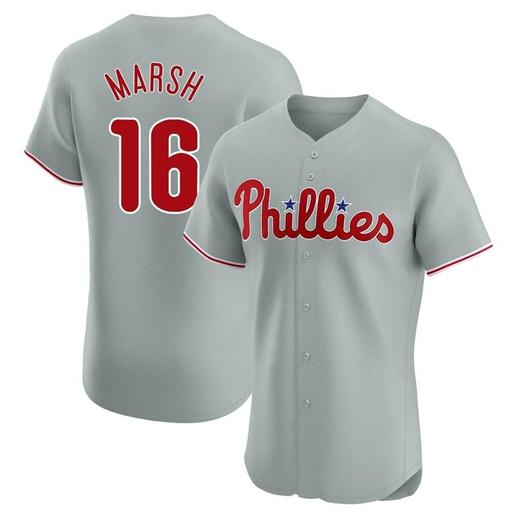 Johmsee P.Phillies #16 Brandon Marsh Player Gray Home Limited Elite Stitched Jerseys