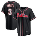 Johmsee P.Phillies #3 Bryce Harper Player Black Fashion Out Home Game Stitched Jerseys