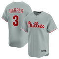 Johmsee P.Phillies #3 Bryce Harper Player Gray Home Limited Stitched Jerseys