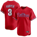 Johmsee P.Phillies #3 Bryce Harper Player Red Home Limited Stitched Jerseys