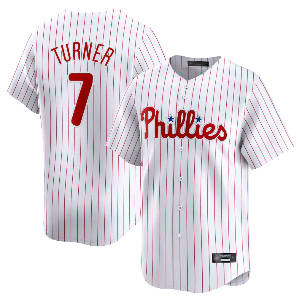 Johmsee P.Phillies #7 Trea Turner Player White Home Limited Stitched Jerseys
