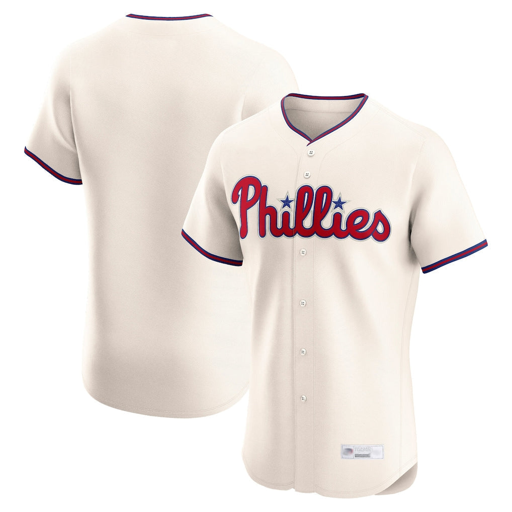 Johmsee P.Phillies Blank Player Cream Home Limited Elite Stitched Jerseys