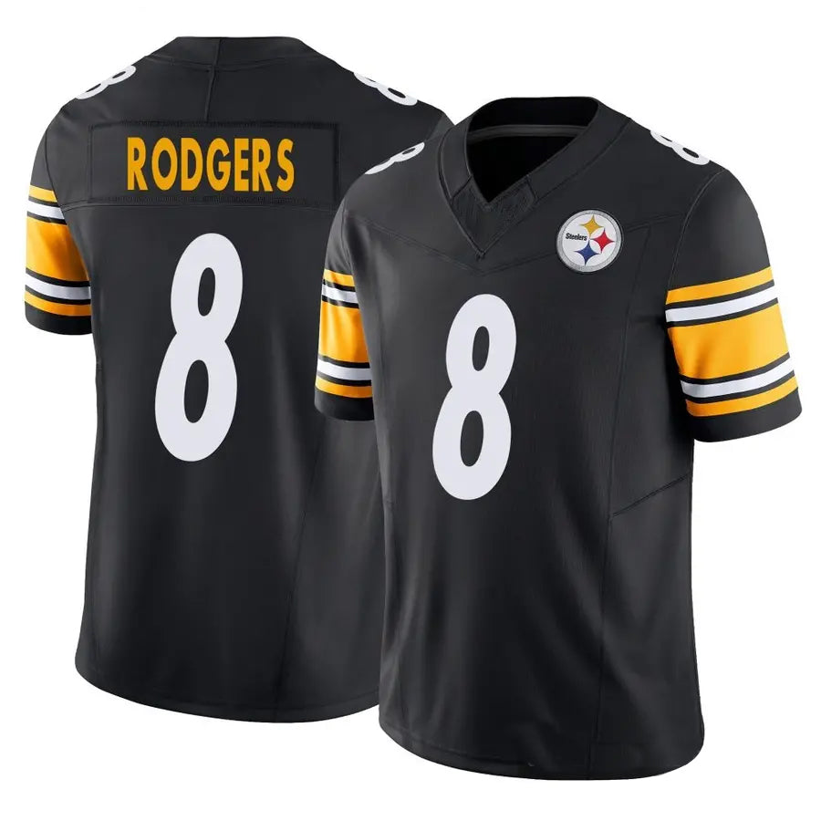 Johmsee P.Steelers #8 Aaron Rodgers Player Black Vapor F.U.S.E. Limited Stitched Jerseys