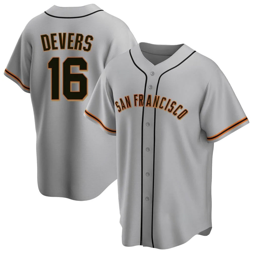Johmsee SF.Giants #16 Rafael Devers Player Gray Home Game Stitched Jerseys