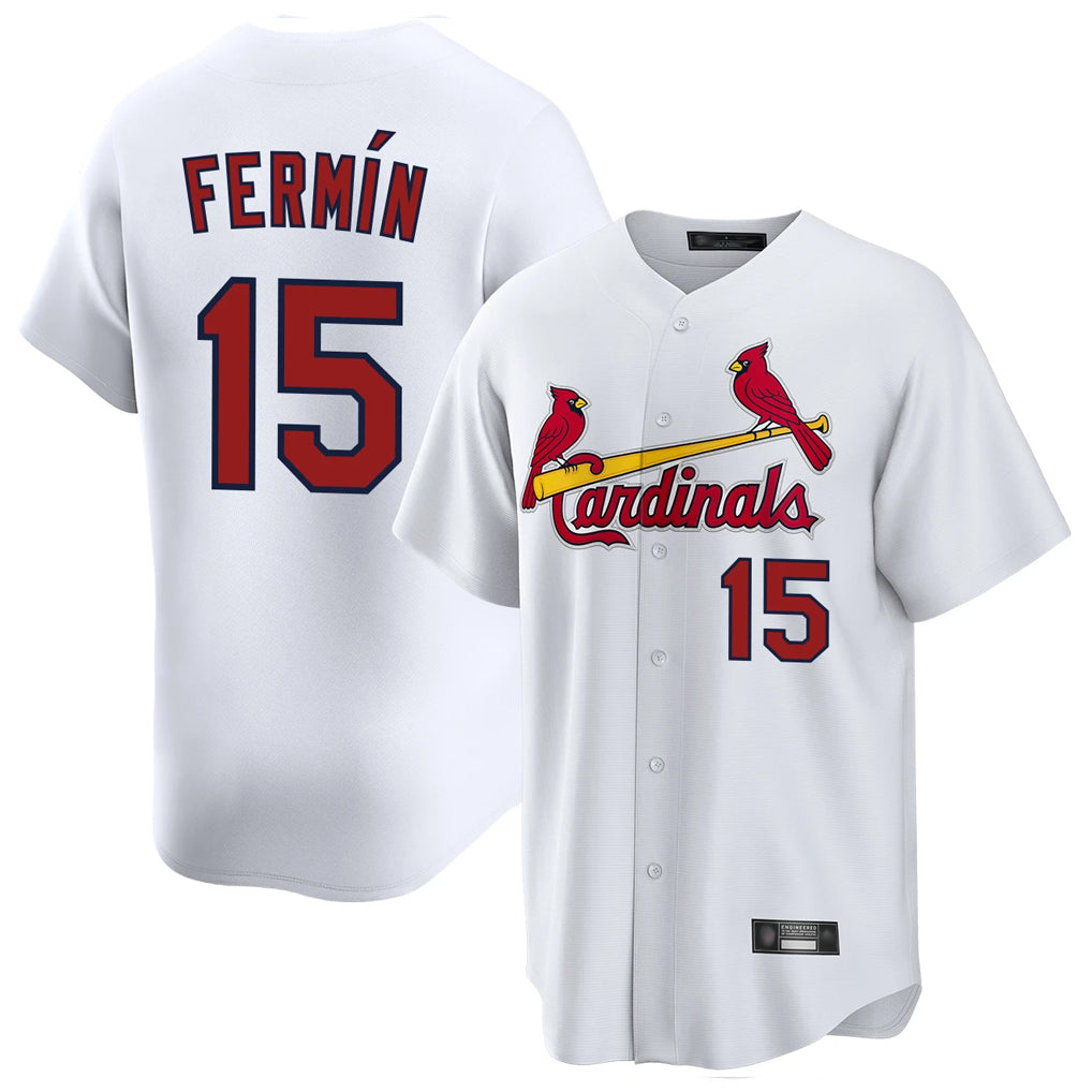Johmsee St. Louis Cardinals #15 Jose Fermin Player White Home Game Stitched Jerseys