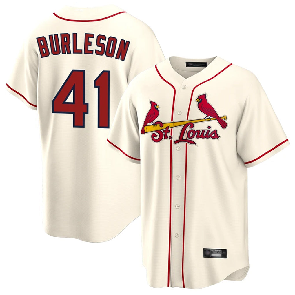 Johmsee St. Louis Cardinals #41 Alec Burlesona Player Cream Home Game Stitched Jerseys