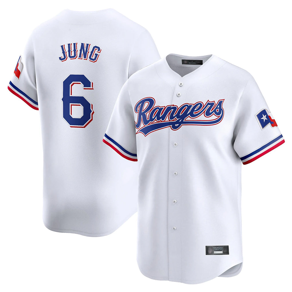 Johmsee T.Rangers #6 Josh Jung Player White&Blue Home Limited Stitched Jerseys